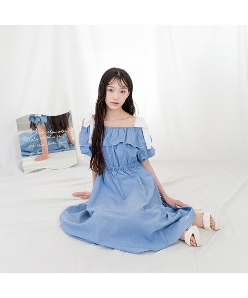 「algy」 「KIDS」半袖ワンピース SMALL インディゴブルー キッズ_画像4