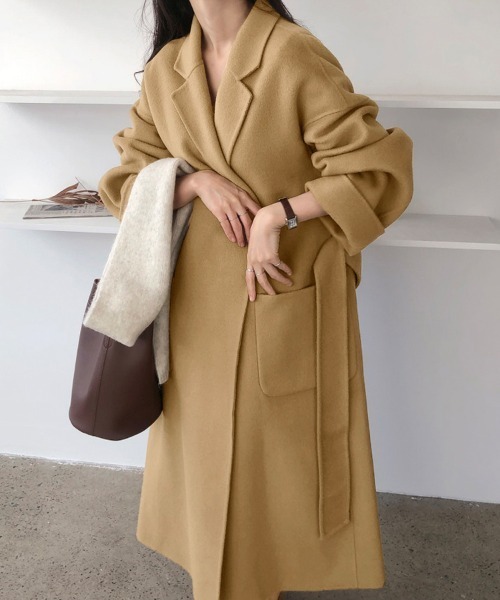 コート チェスターコート ベルト付きロングチェスターコート