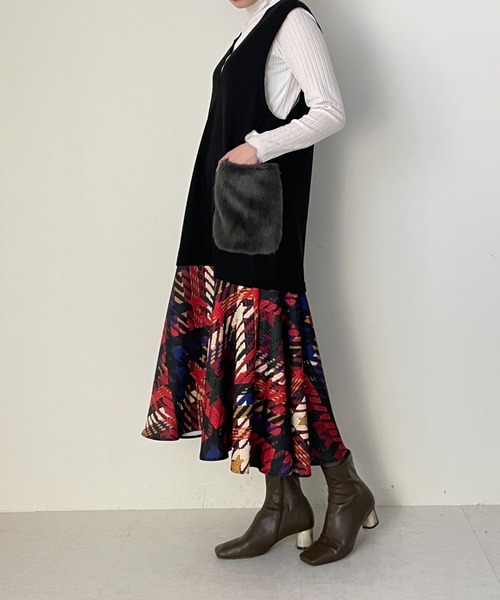 「DOLLUPOOPS」 サロペットスカート 38 バーガンディー レディース_画像4