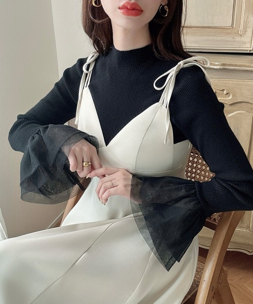 「Meiru」 長袖ニット MEDIUM ブラック レディース_画像8