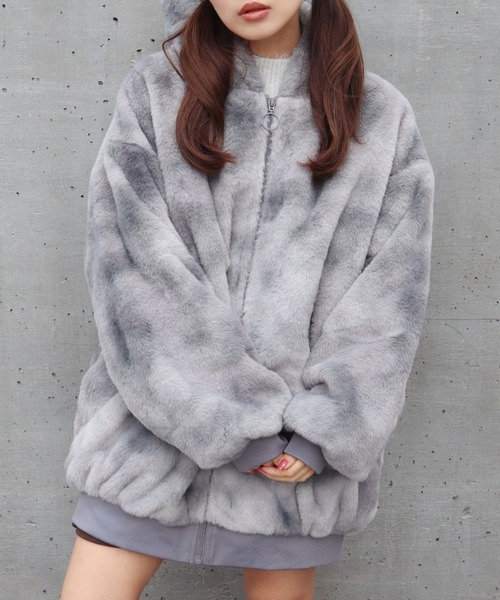 CECIL McBEE（セシルマクビー） コート アウター タイダイ柄ファー