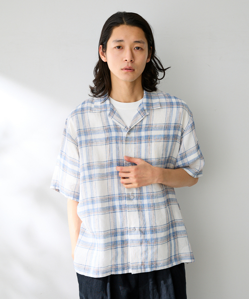 B.C STOCK（ベーセーストック） シャツ 半袖 ヨーロッパリネン100