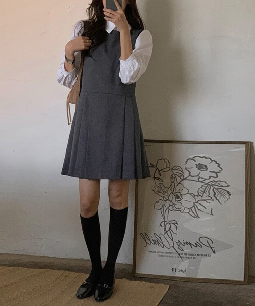 ジャンパースカート ノースリーブ×プリーツ切替ジャンスカ : ZOZOTOWN