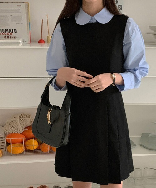 ジャンパースカート ノースリーブ×プリーツ切替ジャンスカ : ZOZOTOWN