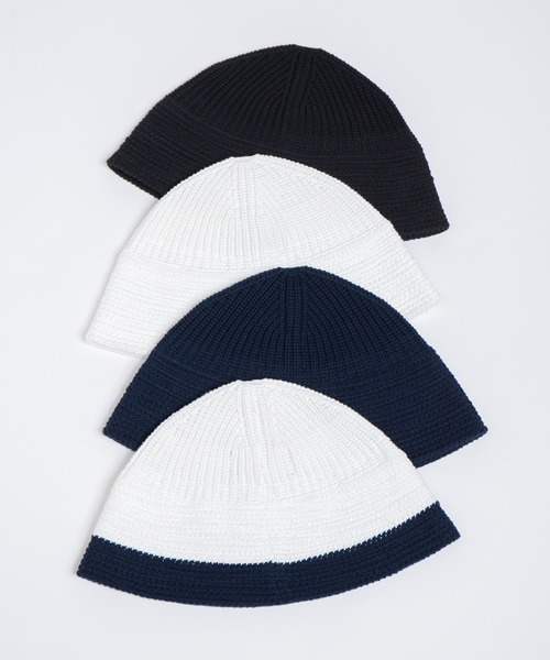 BUTCHER PRODUCTS セーラーハット ホワイト ネイビー RACAL（ラカル） ニット帽 ニットキャップ メンズ Cotton Knit US NAVY