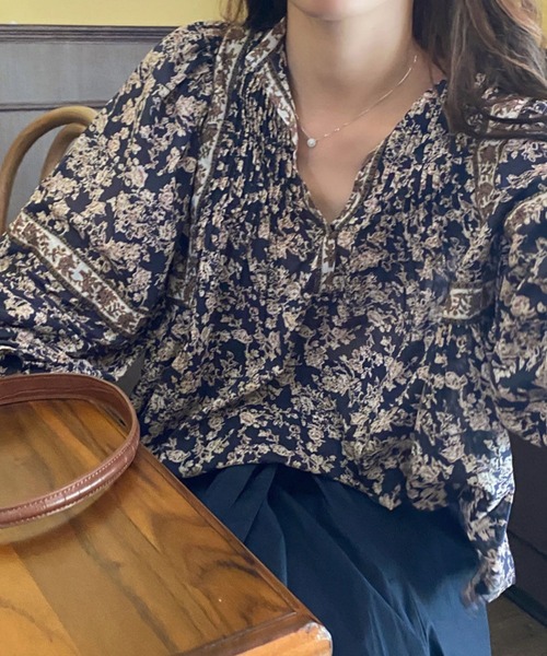 「CADBURY」 長袖ブラウス LARGE ブルー レディース_画像3