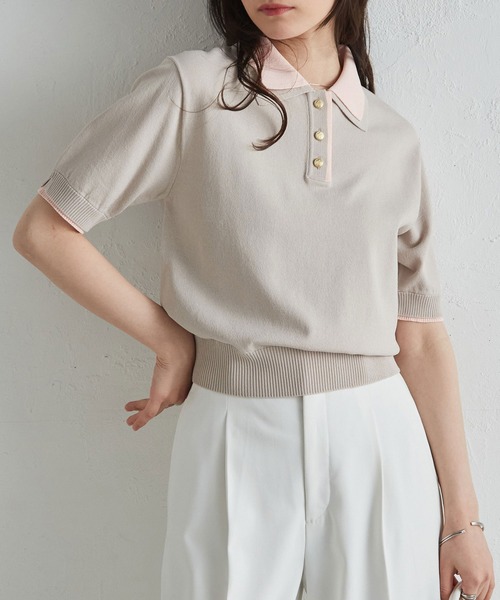 RANAN（ラナン） tシャツ ダブルカラーポロニットトップス「接触冷感