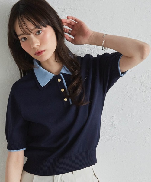 RANAN（ラナン） tシャツ ダブルカラーポロニットトップス「接触冷感