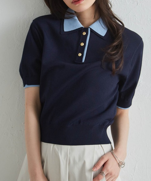RANAN（ラナン） tシャツ ダブルカラーポロニットトップス「接触冷感