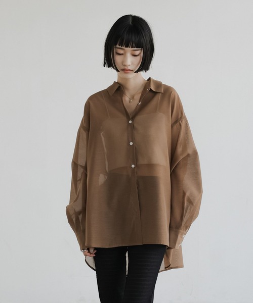 ブラウス シャツ シアーシャツＬＳ  605853 レディースの画像
