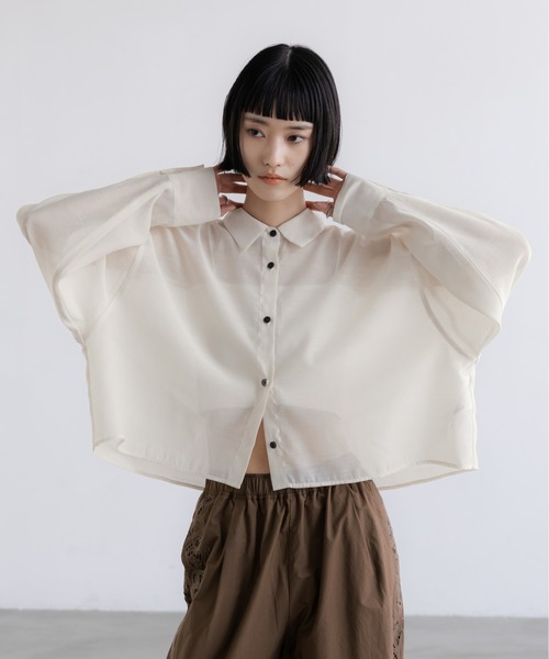 ブラウス シャツ シアーシャツＬＳ  605853 レディースの画像