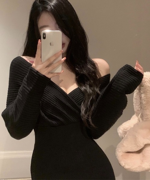 「LADY LIKE」 長袖ワンピース M ブラック レディース_画像7