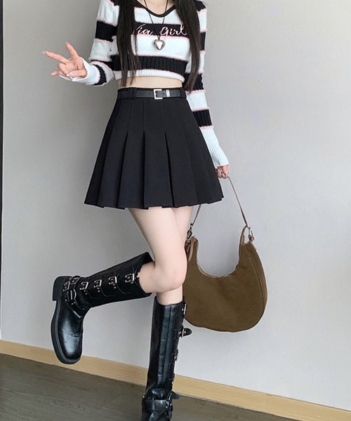 Songe スカート 夏 ベルト付きプリーツミニスカート : ZOZOTOWN Yahoo