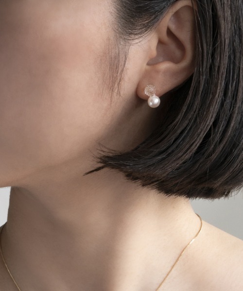 ピアス ピアス スノーパール K10 レディースの画像