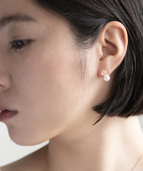 ピアス ピアス スノーパール K10 レディースの画像