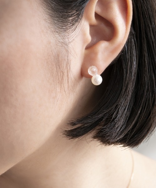 ピアス ピアス スノーパール K10 レディースの画像