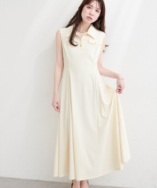 natural couture ワンピース 美シルエットノースリフレアワンピース