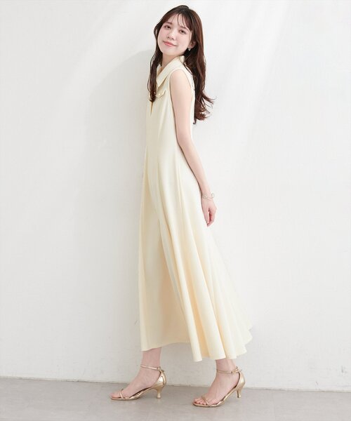 natural couture ワンピース 美シルエットノースリフレアワンピース