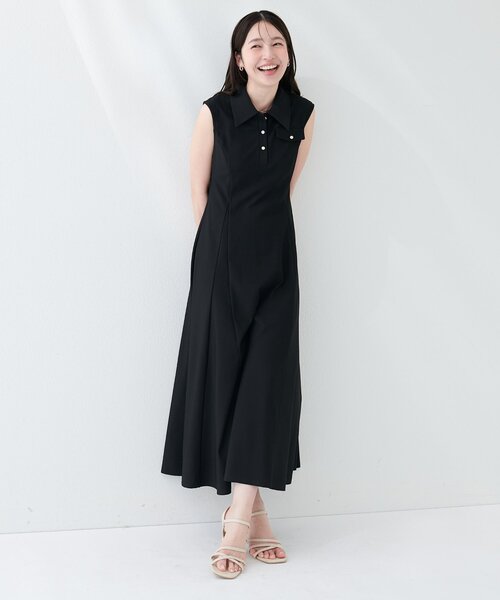 natural couture ワンピース 美シルエットノースリフレアワンピース