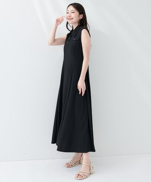 natural couture ワンピース 美シルエットノースリフレアワンピース