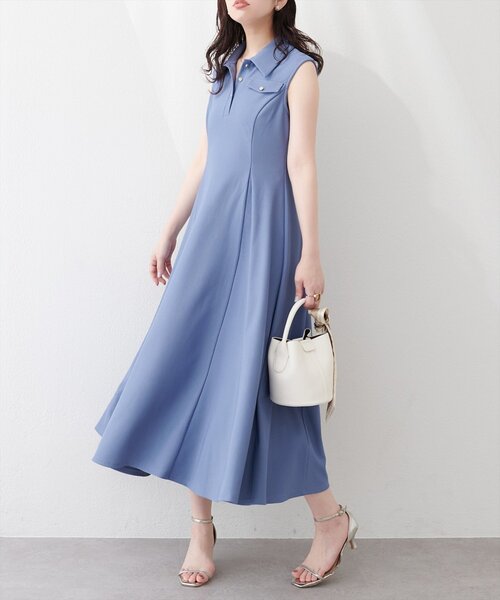 natural couture ワンピース 美シルエットノースリフレアワンピース
