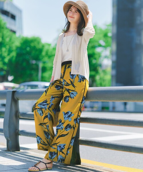 ワイドパンツ パンツ ARGENTI フラワープリント ワイドパンツ レディースの画像