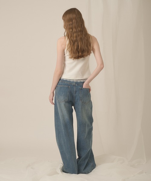 hazyl タンクトップ ノースリーブ lace henry layered tanktop