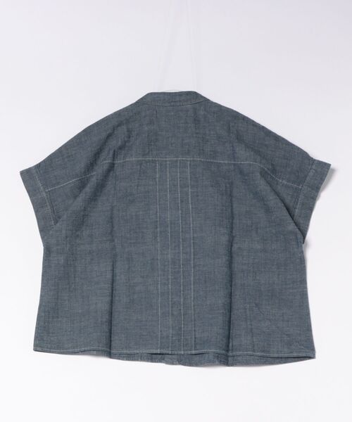 ブラウス シャツ 半袖 綿麻ダンガリーフラワーワンポイント刺繍シャツブラウス レディース | SUPER HAKKA | 04