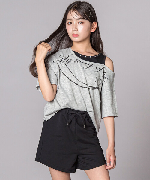 ZIDDY（ジディー） セットアップ オフショルダー半袖Tシャツ＆パンツ 