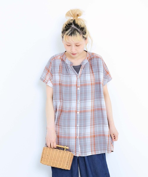半袖チュニック風ジャケット ハートマーケット（HEART MARKET） ブラウス シャツ 夏 半袖 冷感