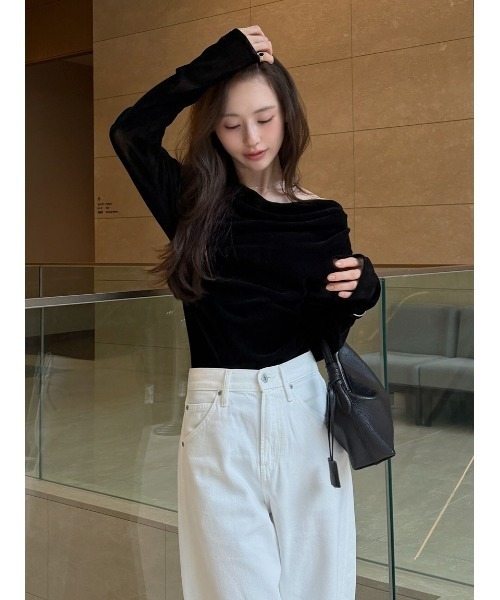 FRAY I.D 2wayフロッキーチュールトップス FRAY I.D（フレイ・アイディー） tシャツ 「ウォッシャブル」2way