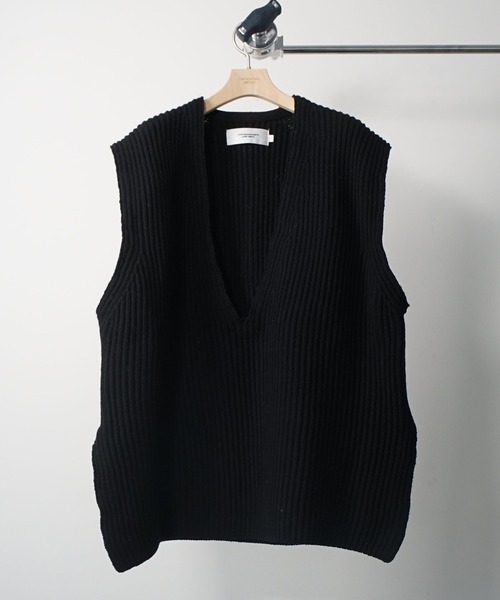 JOHN MASON SMITH◆ニット・セーター(厚手)/L/ウール/CRM/無地/21WKN-#809S JOHN MASON SMITH ニット OVER SIZE V NECK KINT (21WKN-#809S