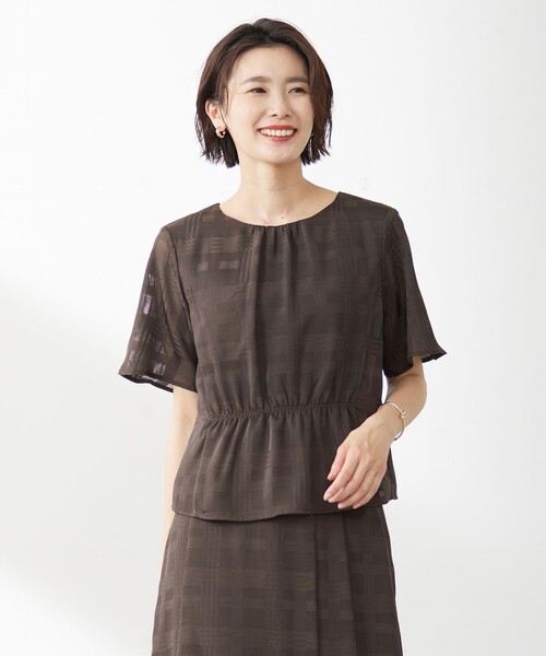 tシャツ スラブカラミチェック カットソー レディース