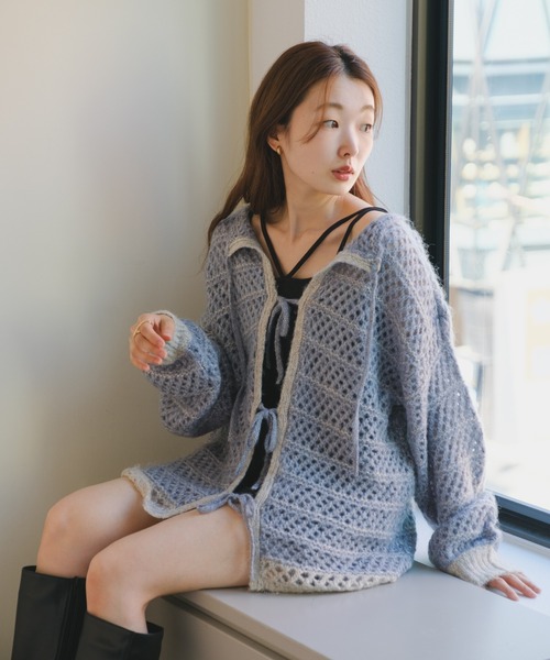 kaene  ラメニットカーディガン kaene ラメニットカーディガン / 800080 結婚式 披露宴 パーティー