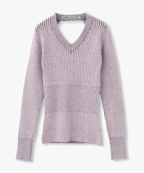 ニット セーター ANNA SUI NYC ミックスニットバックオープンプルオーバー レディース