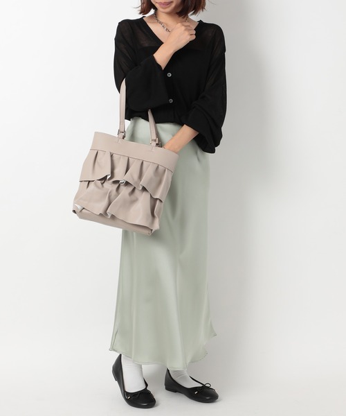 MIAN トートバッグ 「MIAN」フェイクレザーフリルギャザートート