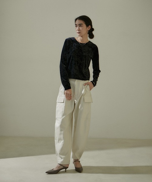新品タグ付き SALON adam et rope' クラッシュベロアロングT SALON adam et rope' tシャツ クラッシュベロア2WAYロング
