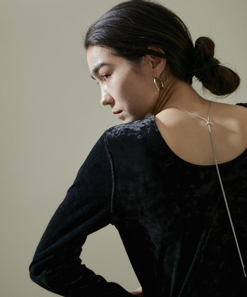 新品タグ付き SALON adam et rope' クラッシュベロアロングT SALON adam et rope' tシャツ クラッシュベロア2WAYロング