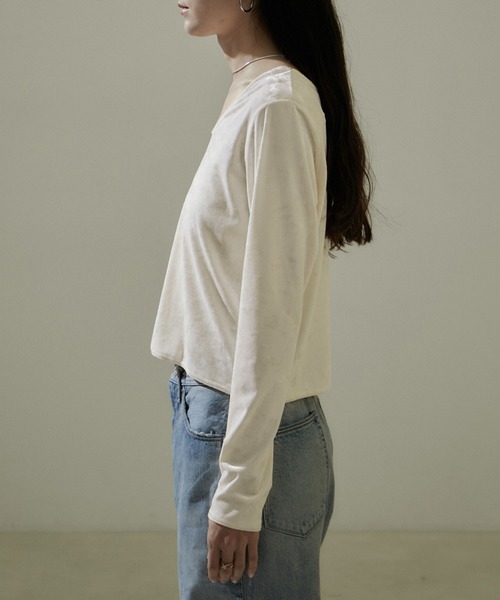 新品タグ付き SALON adam et rope' クラッシュベロアロングT SALON adam et rope' tシャツ クラッシュベロア2WAYロング