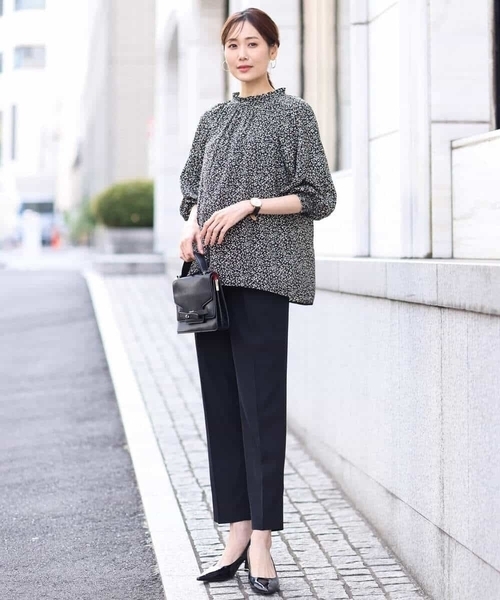 ブラウス シャツ 小花柄シャーリングブラウス/前後2way/洗える レディース 小花柄シャーリングブラウス/前後2way/洗える(ブラウス・シャツ