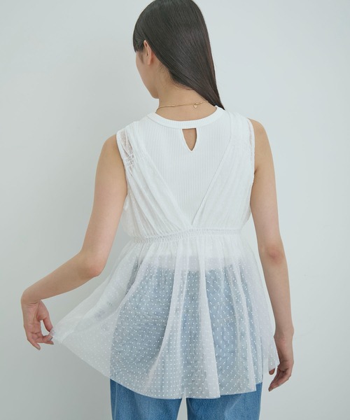 VIS（ビス） ブラウス シャツ フロッキードットチュールチュニック