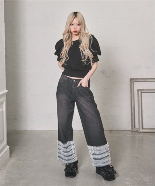 Fickle Bebe（フィクルベベ） tシャツ パフスリーブフリーストップス