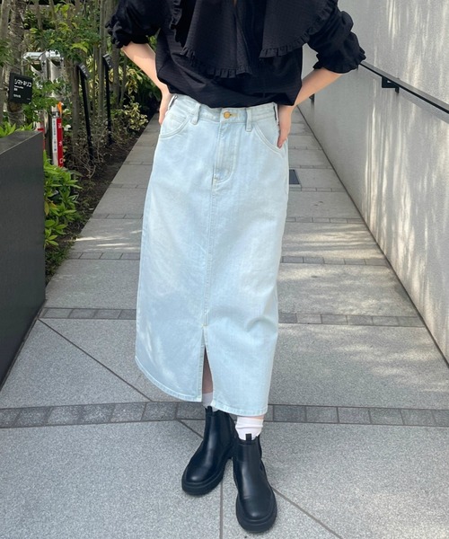 Lee×B.C STOCK 別注デニムマキシスカート　美品 Lee スカート BABE ストレッチ/ミドル丈デニムスカート サイズ