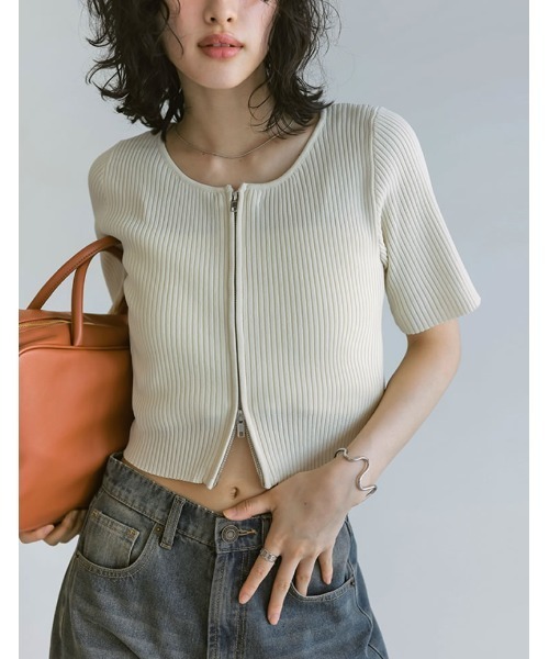ダブルタップス25ss　半袖ニットシャツ Re:EDIT（リエディ） ニット セーター ダブルジップ半袖ニットトップス