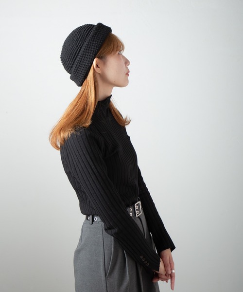 roar リングレザーベルト+ニットキャップ RACAL（ラカル） ニット帽 ニットキャップ Hand Knitting Crusher Cap