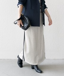 【新品未使用】SHIPS any USAコットン 裏起毛 サイドライン スカート SHIPS any スカート any:「洗濯機可能」USAコットン 裏起毛 サイド