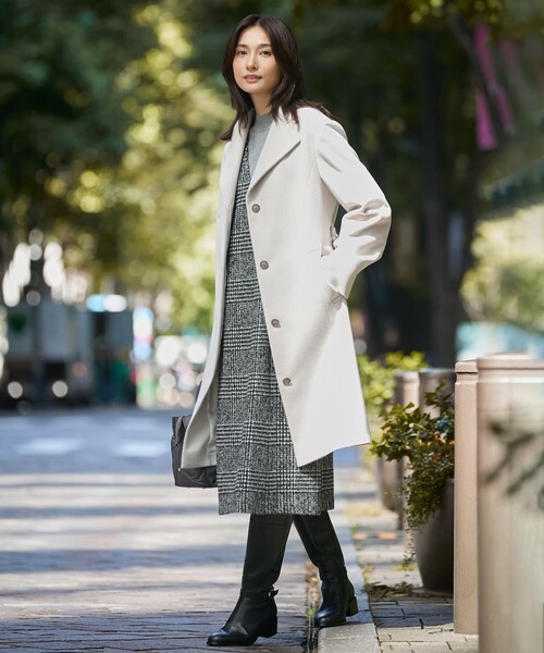 スカート ウールシルクツイードグレンチェック ジャンパースカート