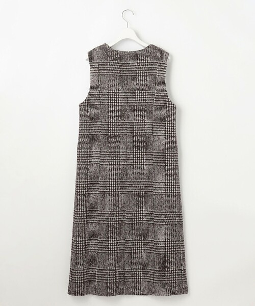 スカート ウールシルクツイードグレンチェック ジャンパースカート