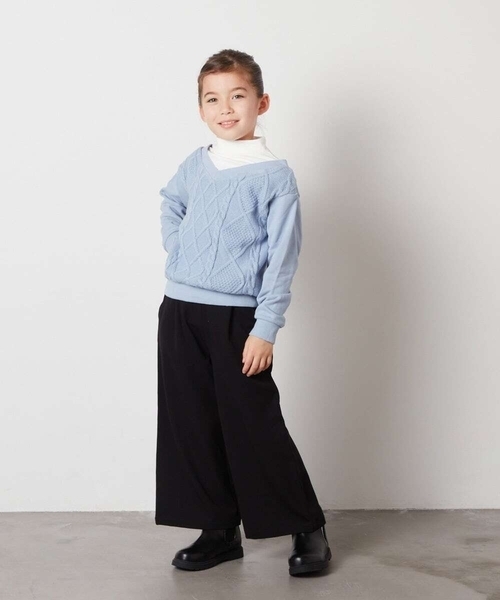 AUTHEN サス付きワイドパンツ コットン製 サスペンダー付きコットンツイルワイドパンツレディース 春夏