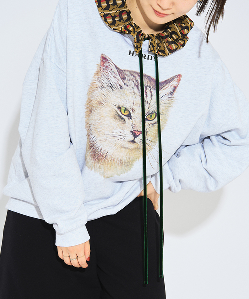 【美品】HARDY NOIR 猫 スウェット トップス パーカー 美品】HARDY NOIR 猫 スウェット トップス パーカー